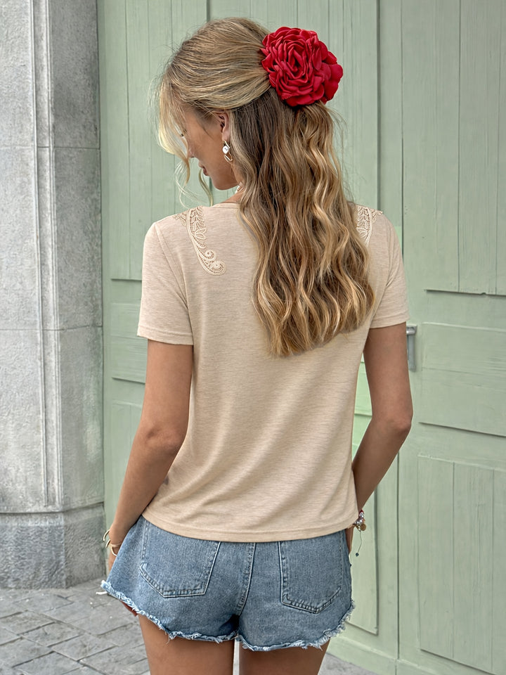 Lucille | Lace Trim Short Sleeve Tee