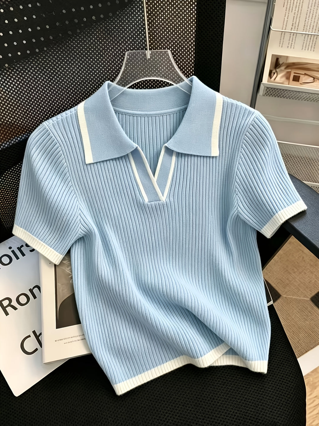 Hallie | Polo Neck Short Sleeve Knit Top