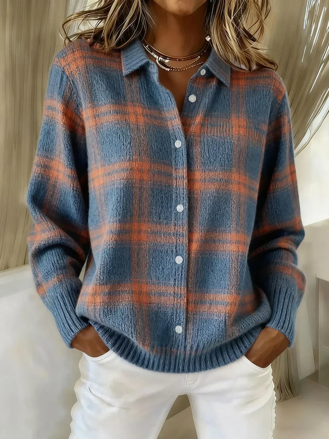 Annabelle | Plaid Knit Cardigan