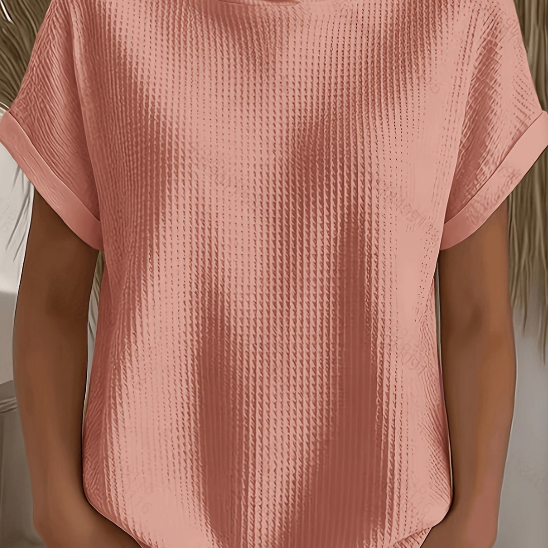 Harlow | Waffle Hooded Short Sleeve Top