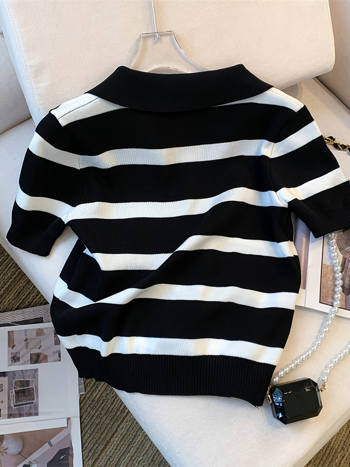 Remi | Contrast Stripe Collared Top
