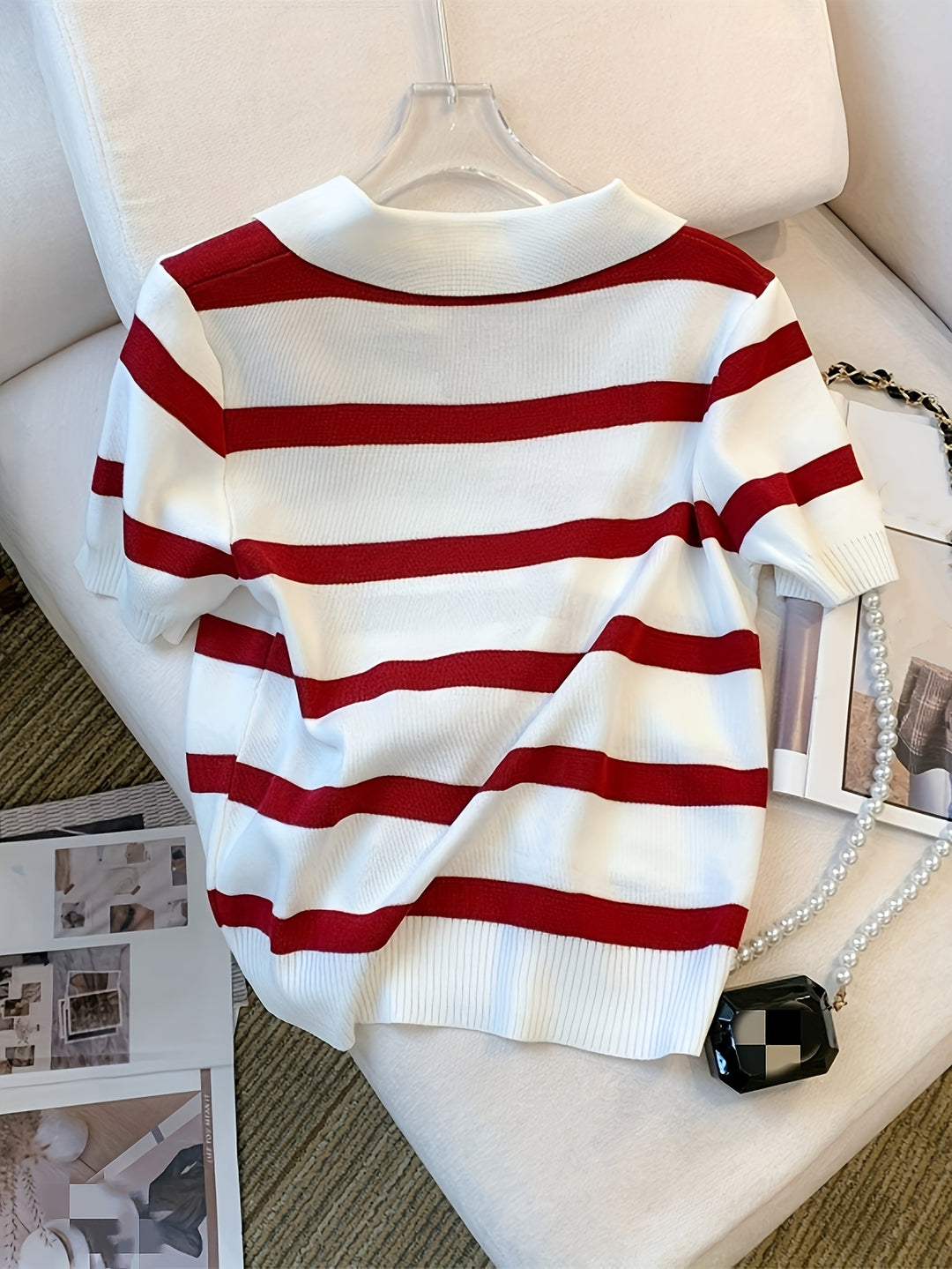 Remi | Contrast Stripe Collared Top