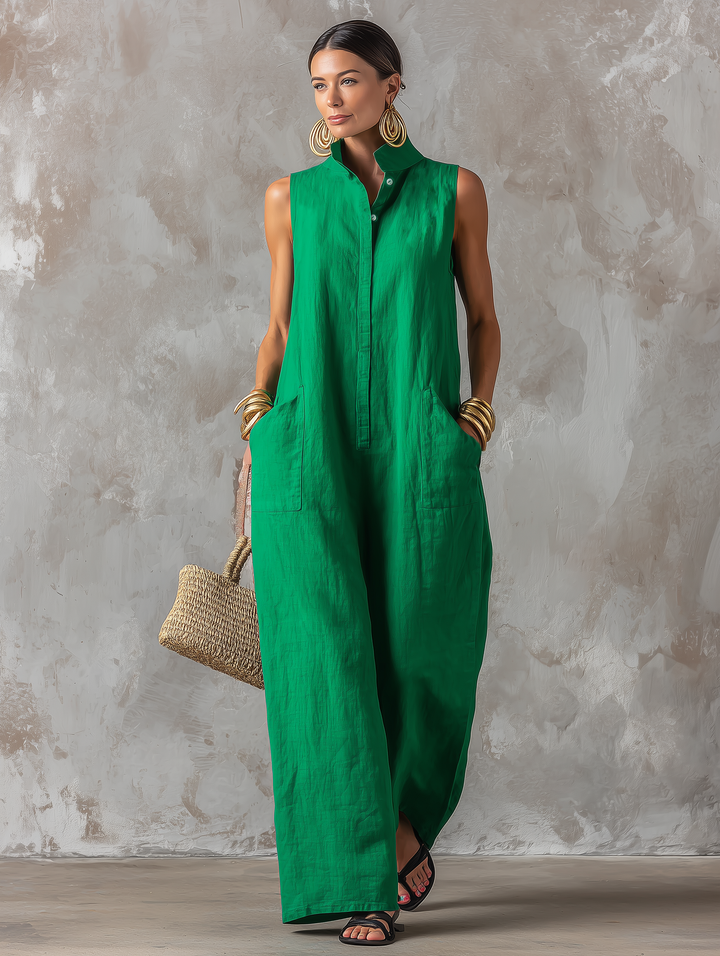 Aurelia | Sleeveless Stand Collar Jumpsuit