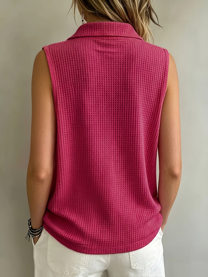 Nola | Waffle Button Sleeveless Top