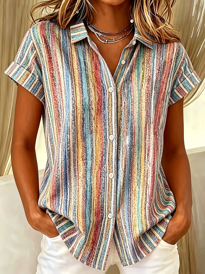 Tessa | Retro Striped Button-Up Shirt