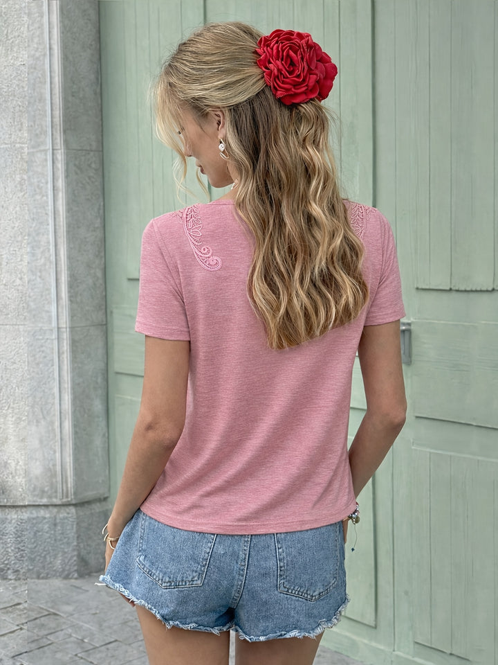 Lucille | Lace Trim Short Sleeve Tee