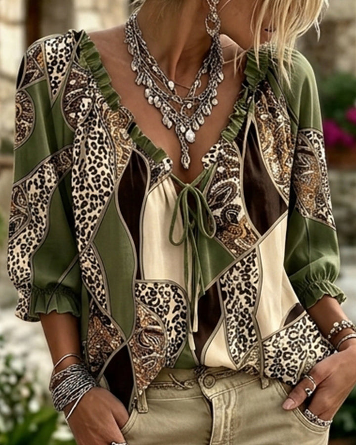 Leona | Leopard Tie-Front Blouse