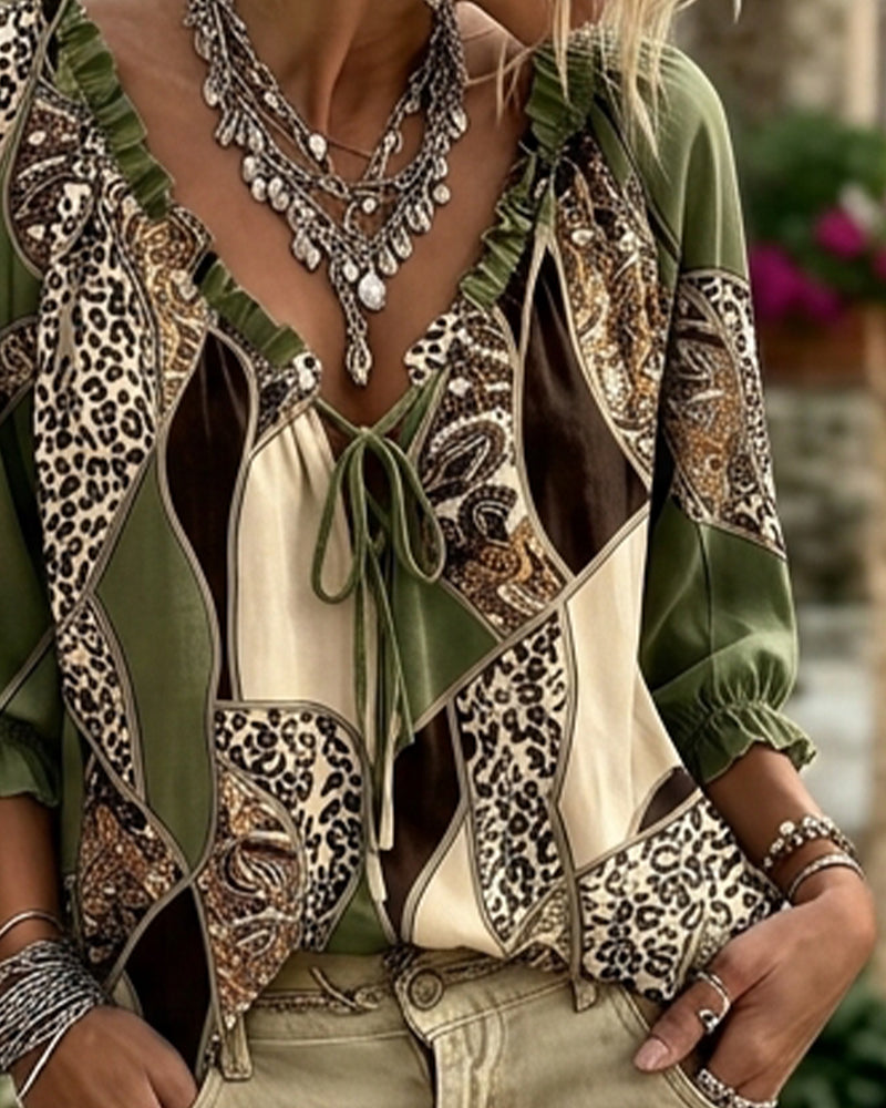 Leona | Leopard Tie-Front Blouse