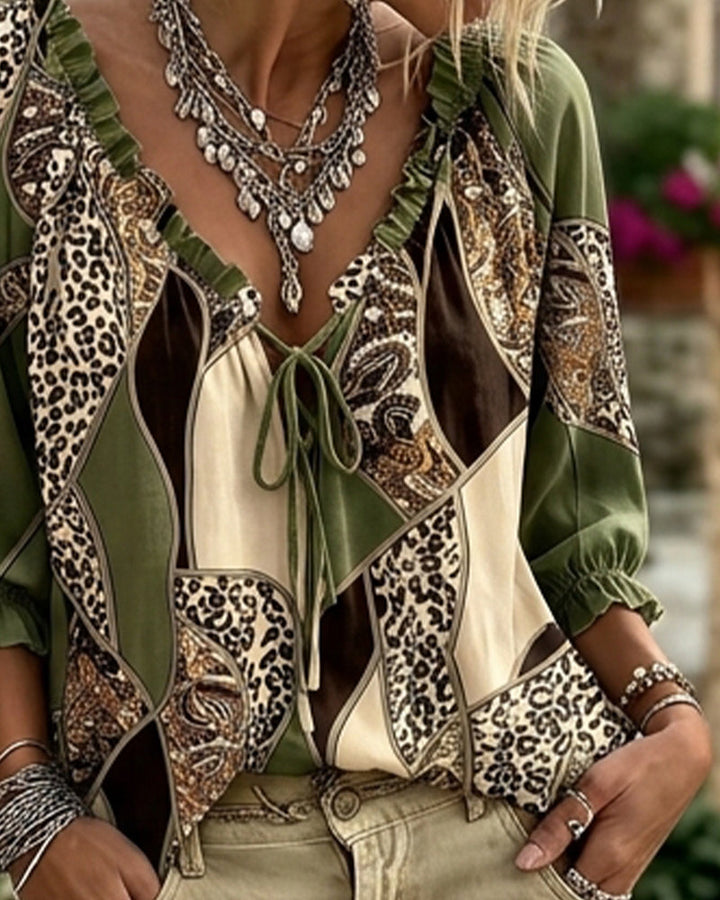 Leona | Leopard Tie-Front Blouse