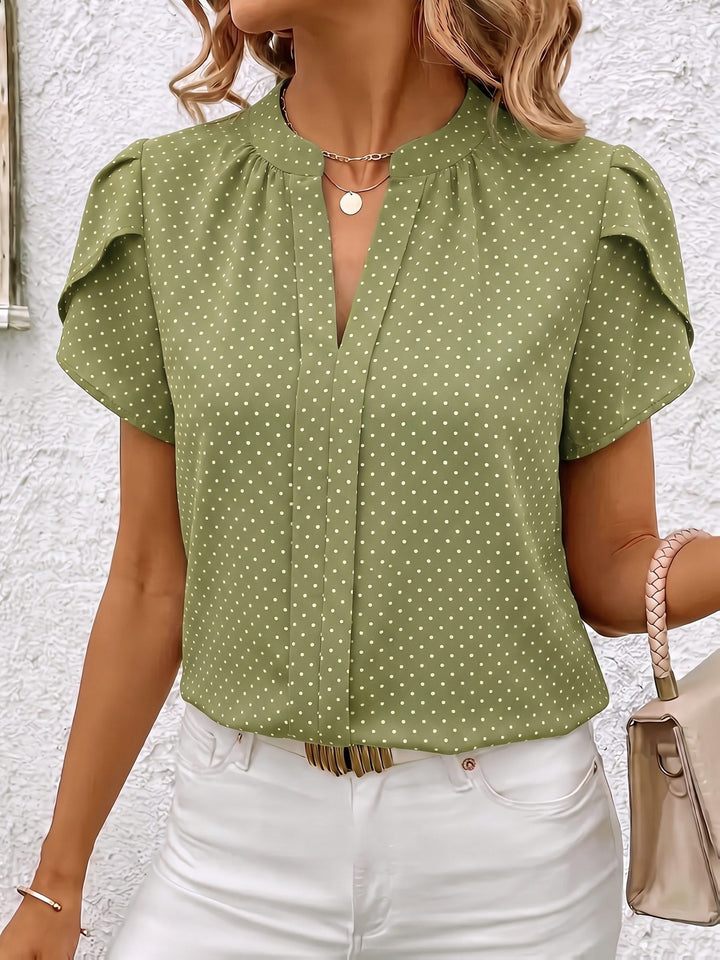 Amara | Polka Dot Petal Sleeve Blouse