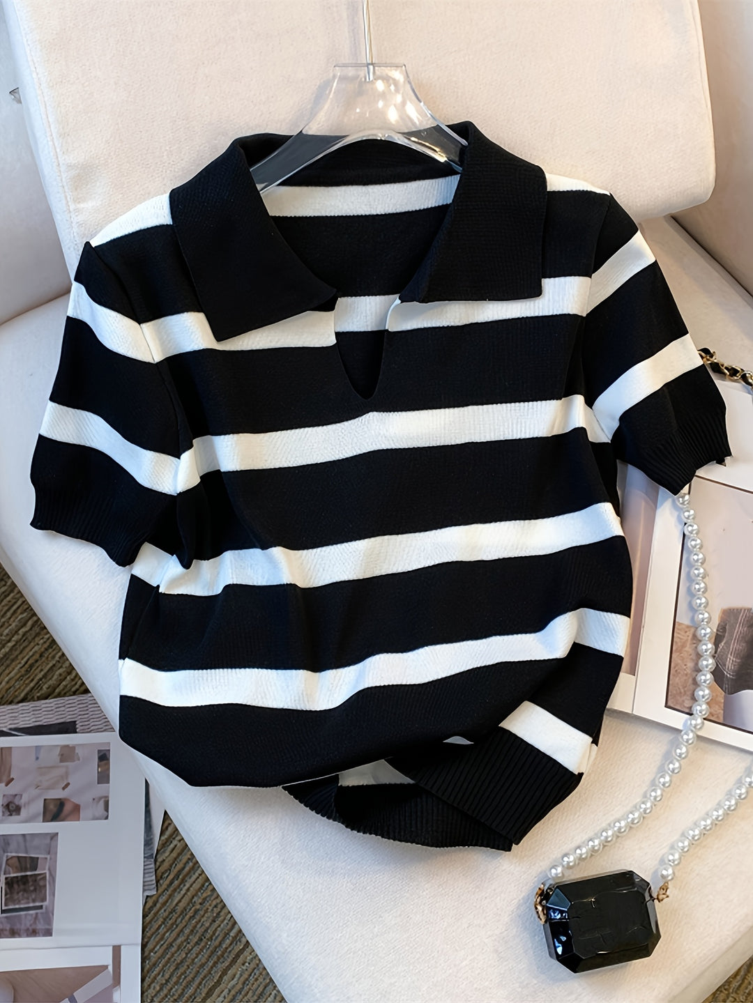 Remi | Contrast Stripe Collared Top