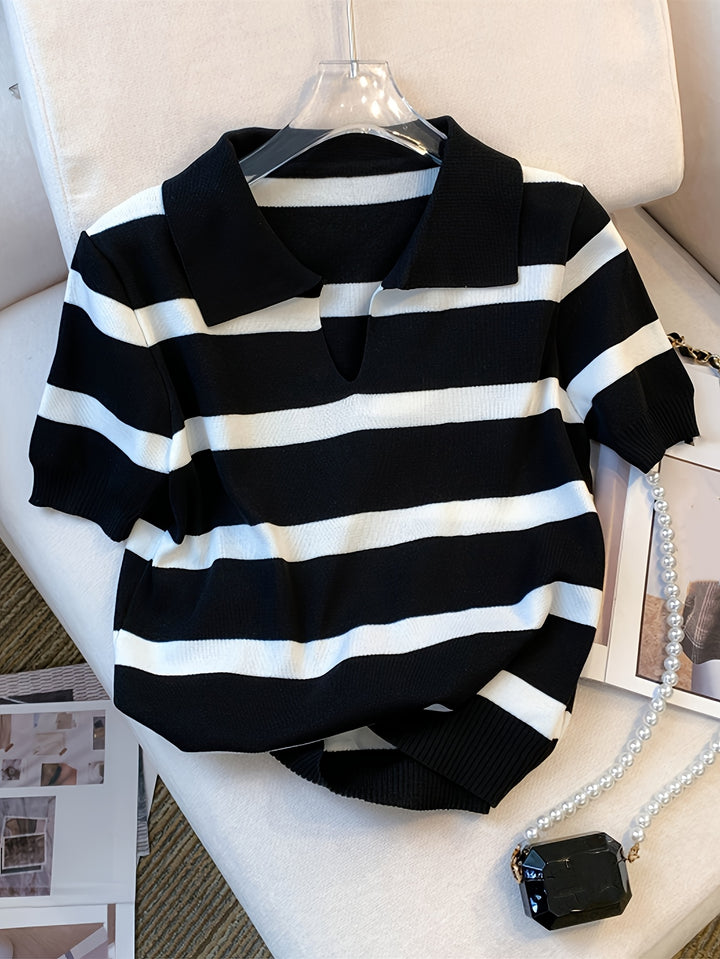 Remi | Contrast Stripe Collared Top
