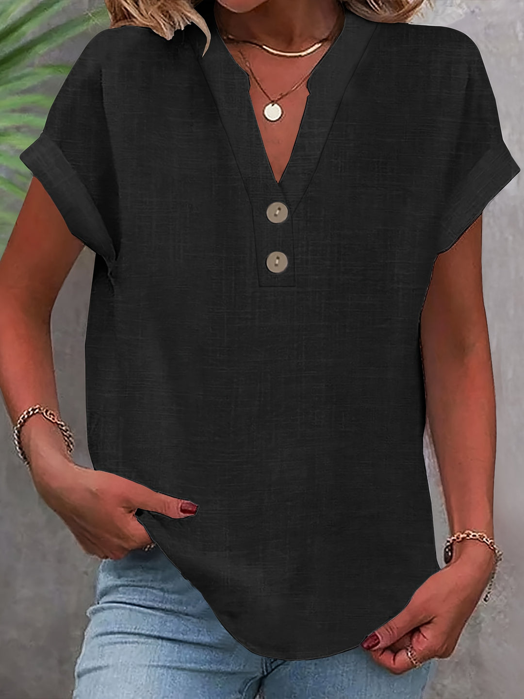 Briony | V-Neck Button Blouse