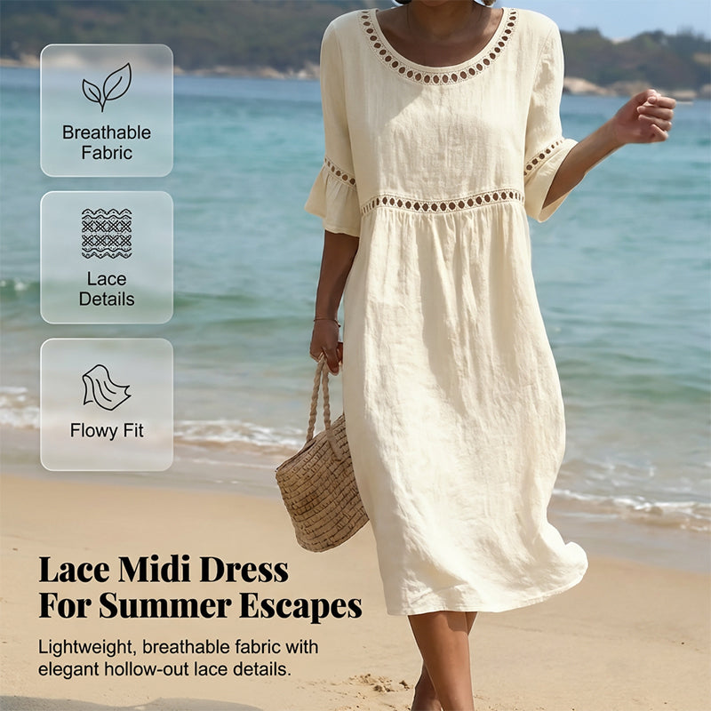 Marina | Lace Trim Relaxed Midi Dress
