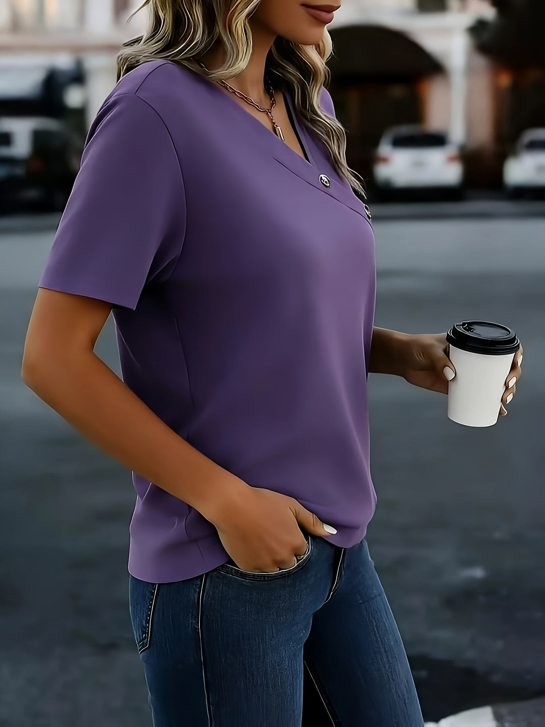 Camille | V-Neck Button Blouse