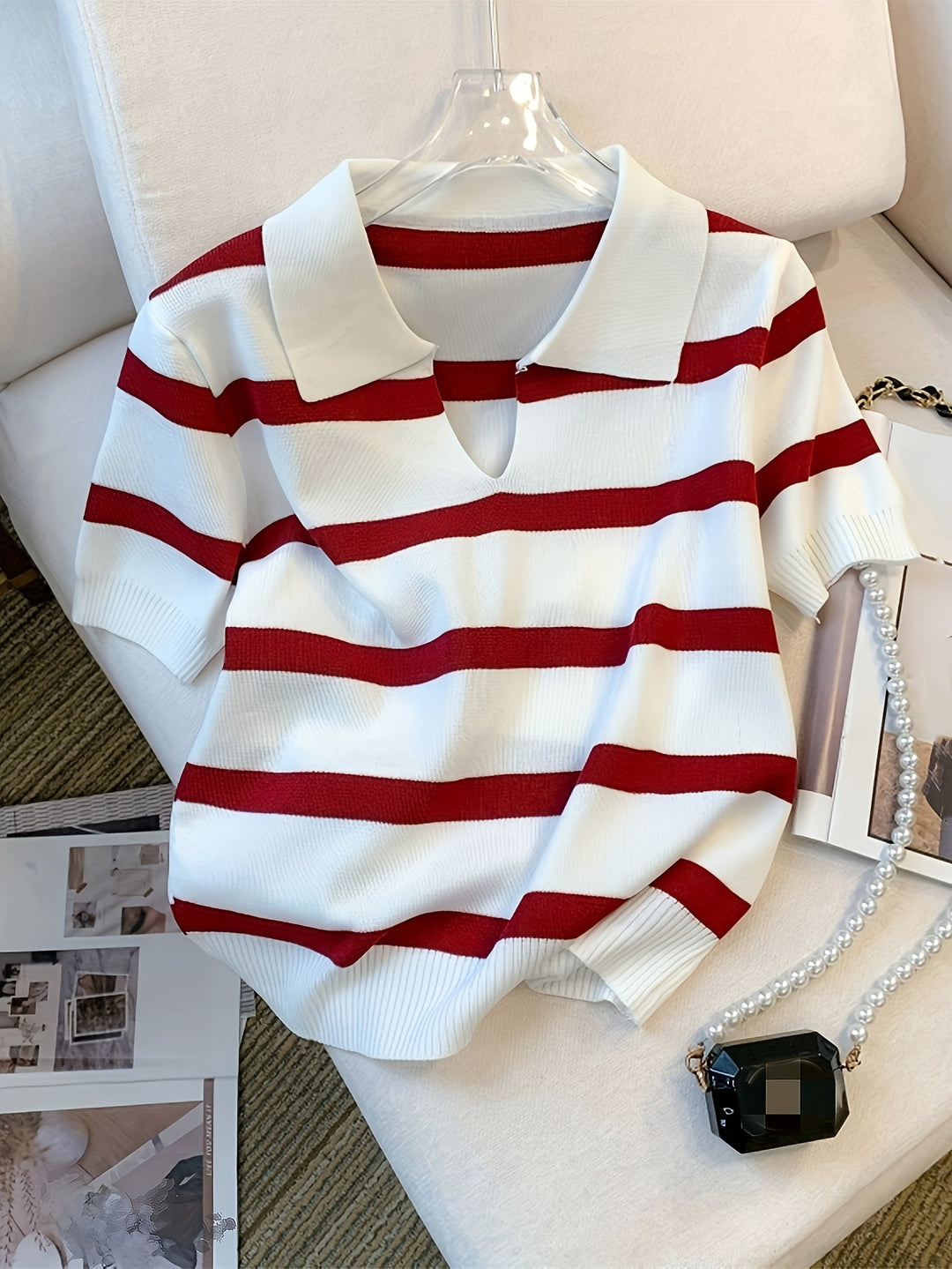 Remi | Contrast Stripe Collared Top
