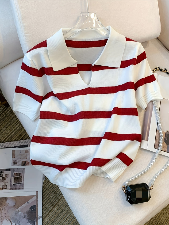 Remi | Contrast Stripe Collared Top
