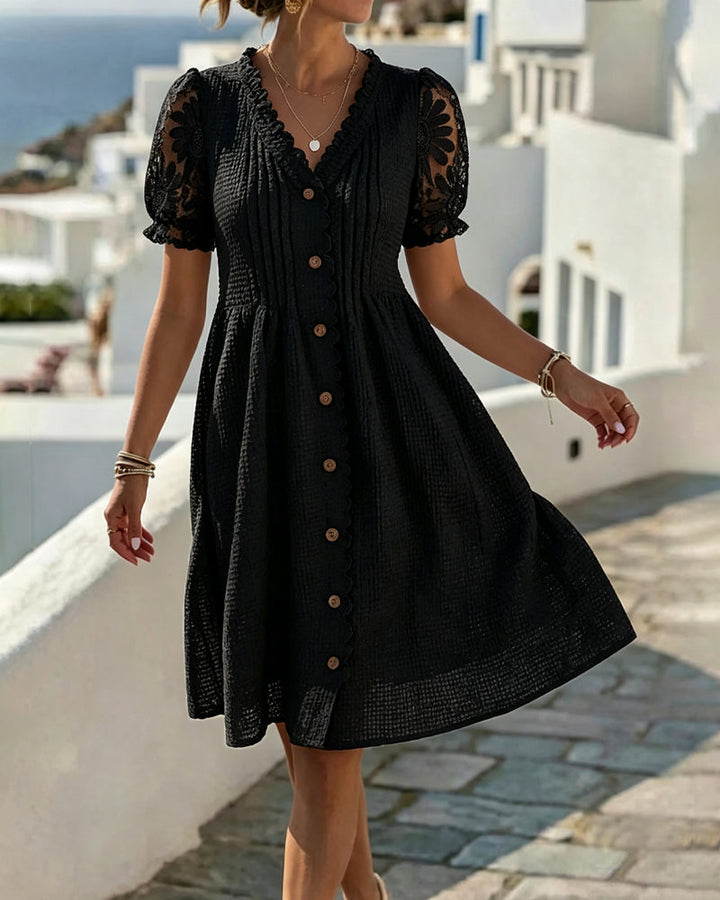 Amelie | Lace Trim Midi Dress