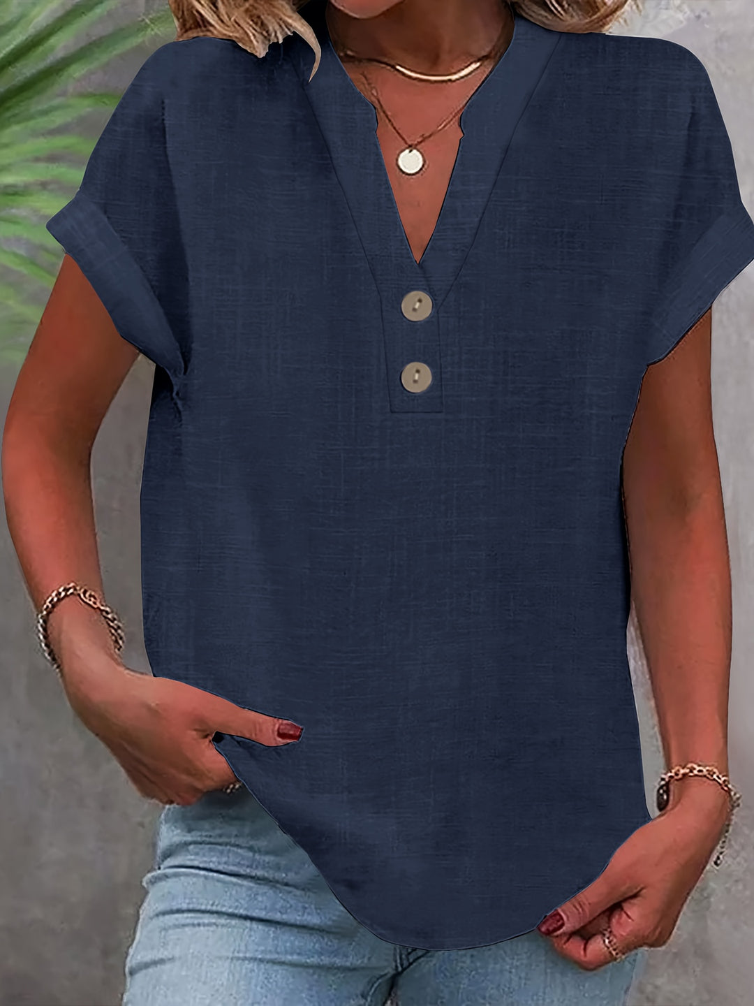 Briony | V-Neck Button Blouse