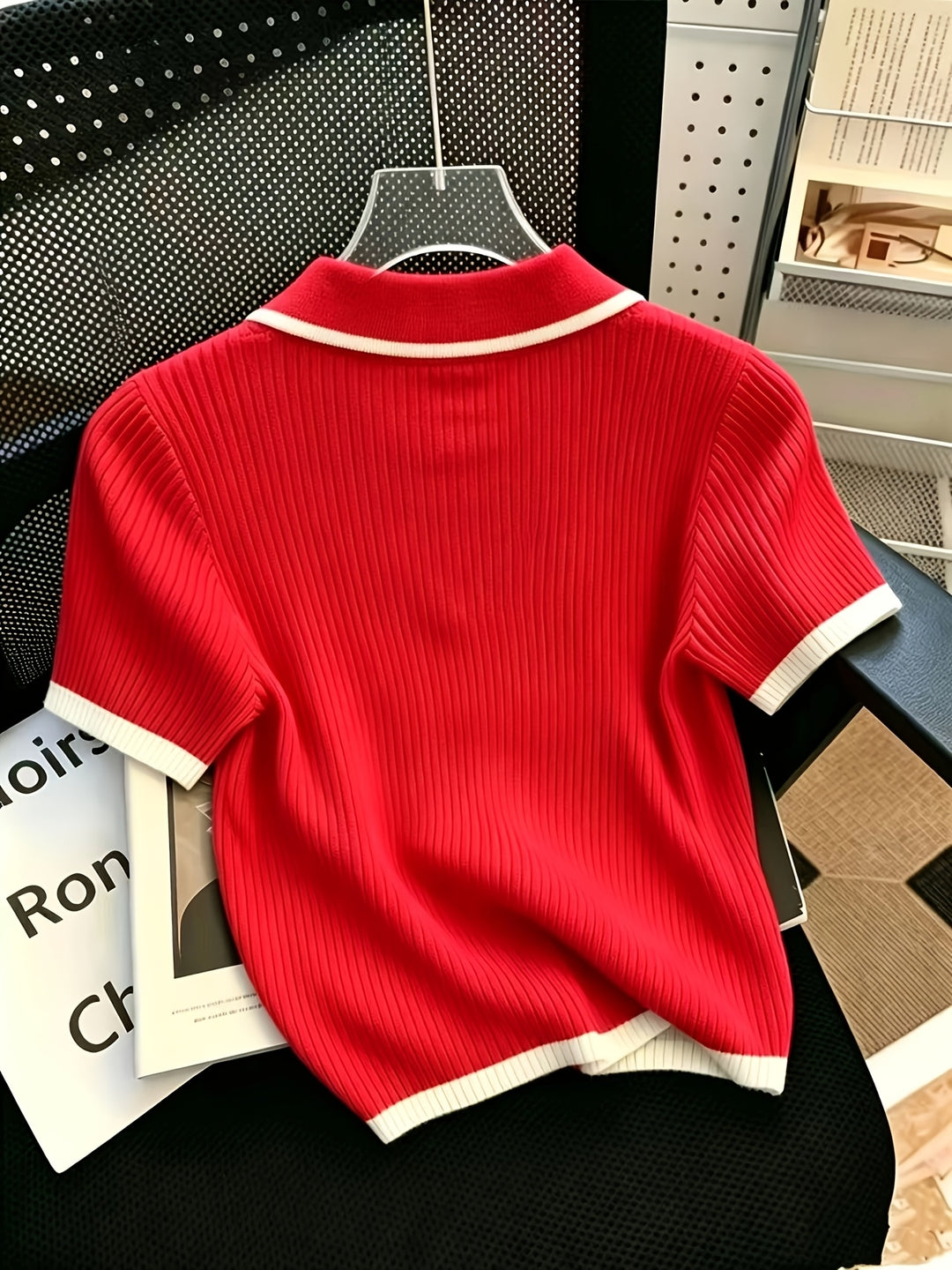 Hallie | Polo Neck Short Sleeve Knit Top