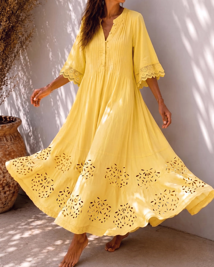 Marigold | Ruffle Shirred Maxi Dress