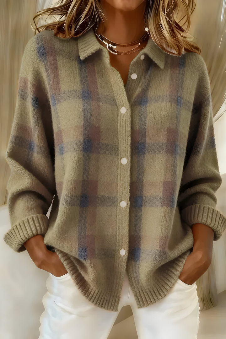 Annabelle | Plaid Knit Cardigan