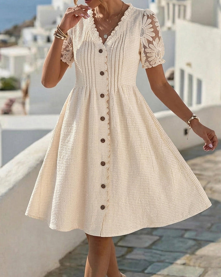 Amelie | Lace Trim Midi Dress
