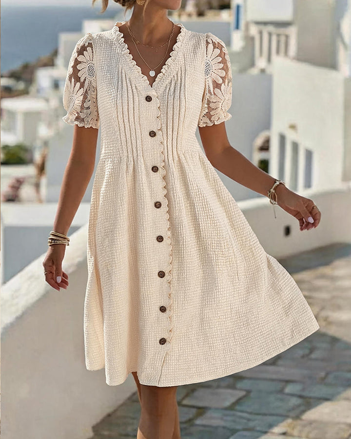 Amelie | Lace Trim Midi Dress