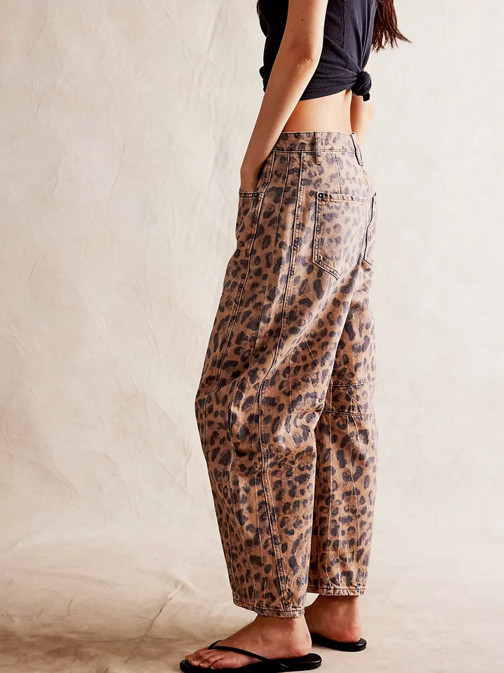 Nora Leopard Barrel Jeans