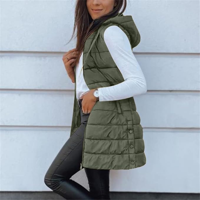 Aveline | Long Hooded Puffer Vest