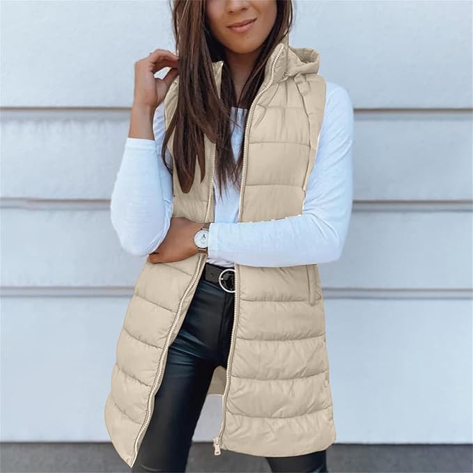 Aveline | Long Hooded Puffer Vest