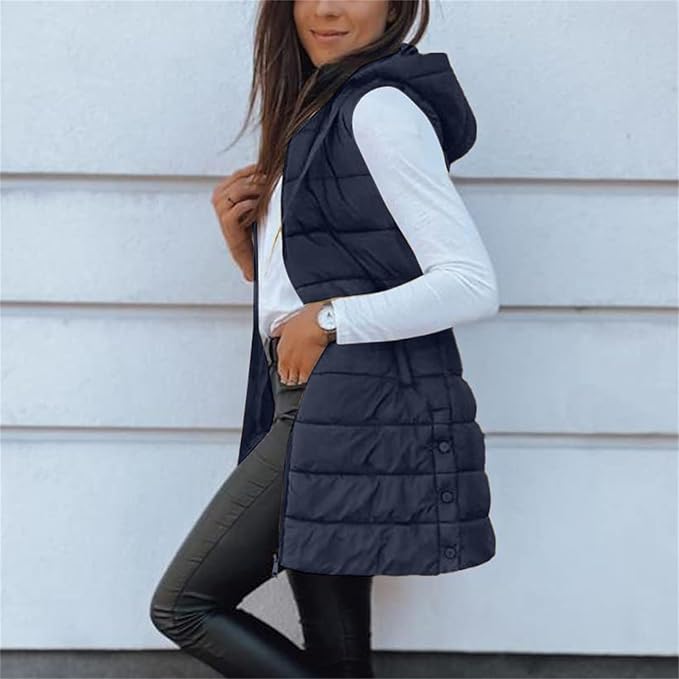 Aveline | Long Hooded Puffer Vest