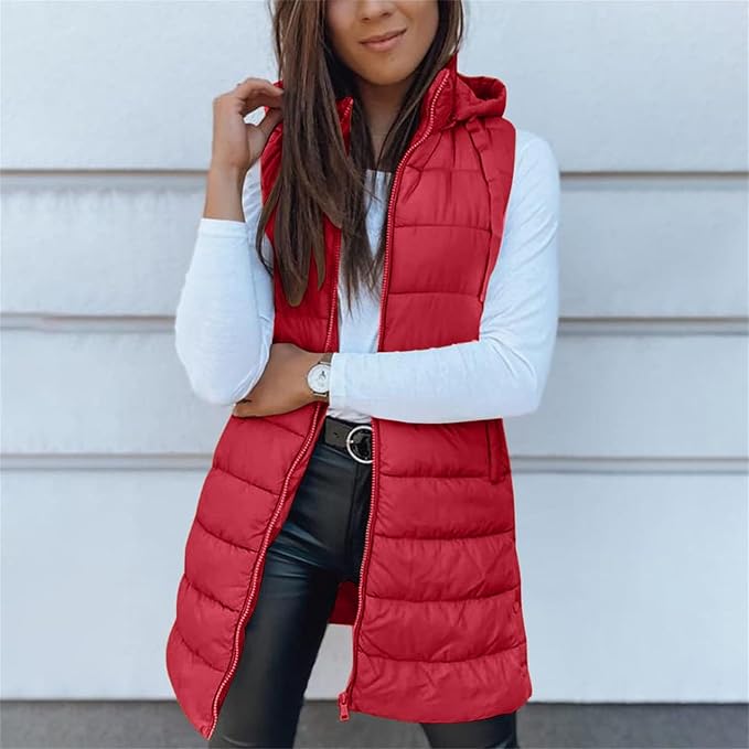 Aveline | Long Hooded Puffer Vest