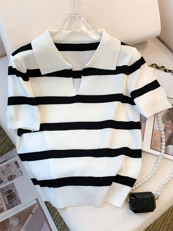 Remi | Contrast Stripe Collared Top