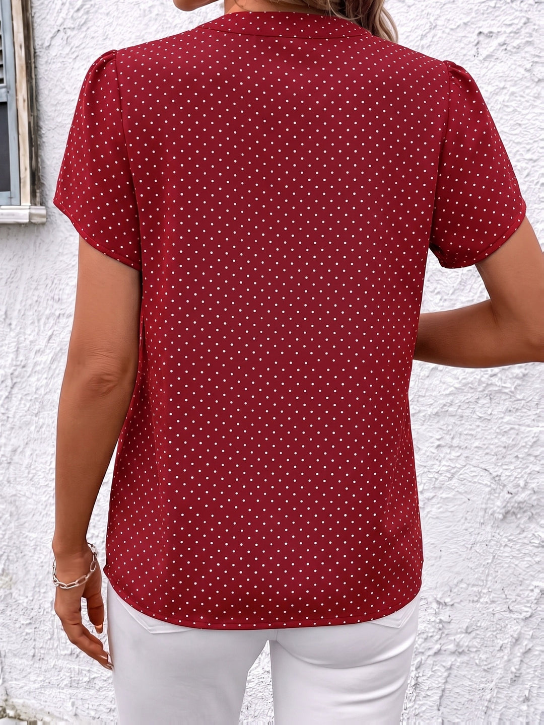 Amara | Polka Dot Petal Sleeve Blouse