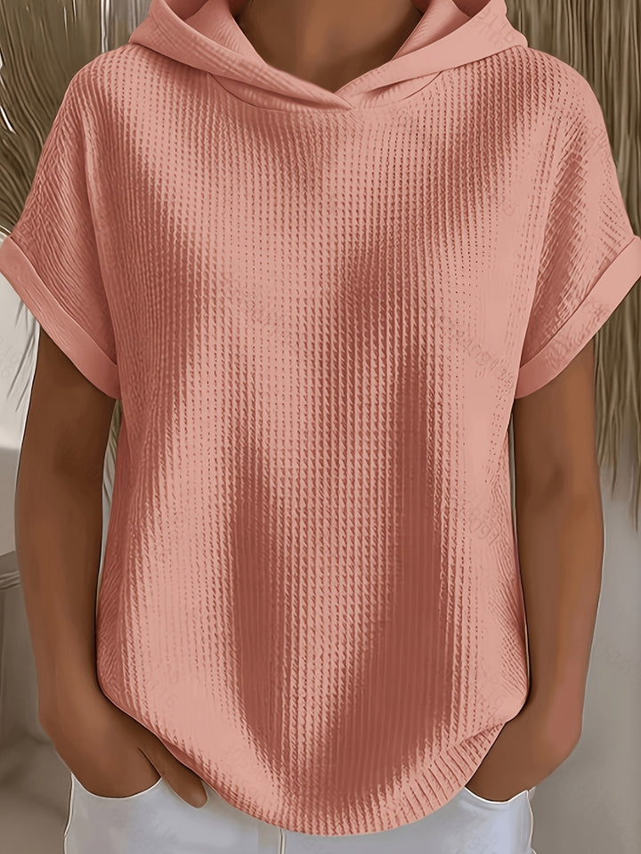Harlow | Waffle Hooded Short Sleeve Top