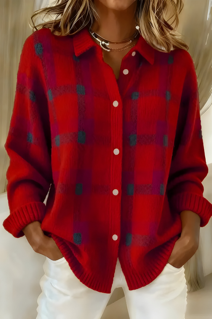 Annabelle | Plaid Knit Cardigan