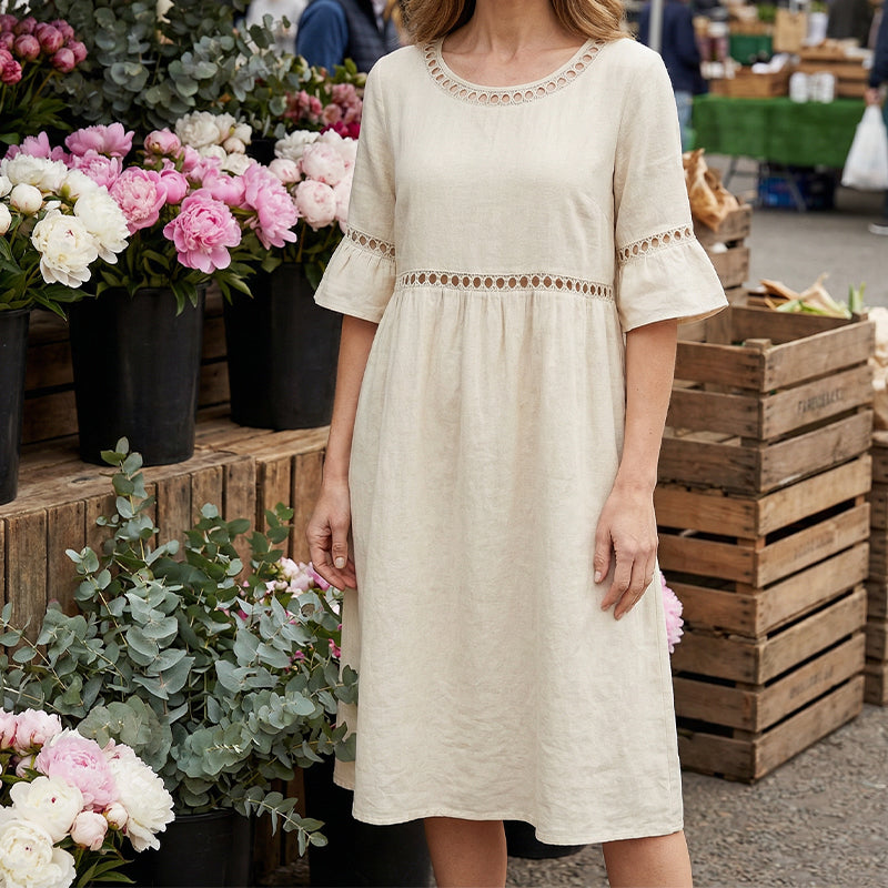 Marina | Lace Trim Relaxed Midi Dress