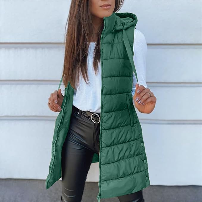Aveline | Long Hooded Puffer Vest