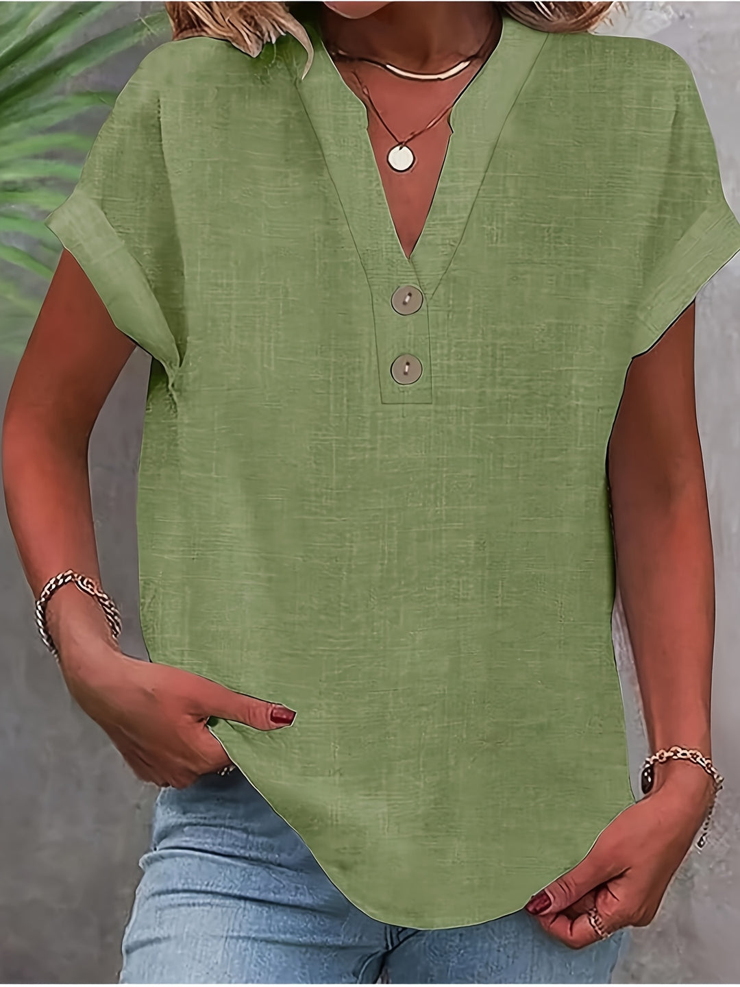 Briony | V-Neck Button Blouse