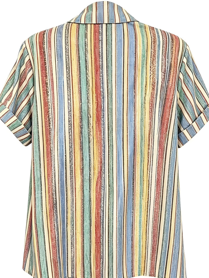 Tessa | Retro Striped Button-Up Shirt