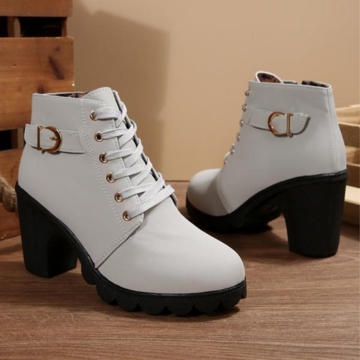 Katni | Lace-Up Buckle Ankle Boots