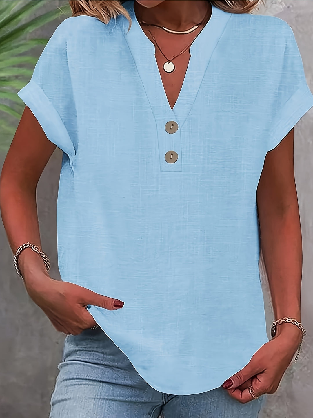 Briony | V-Neck Button Blouse