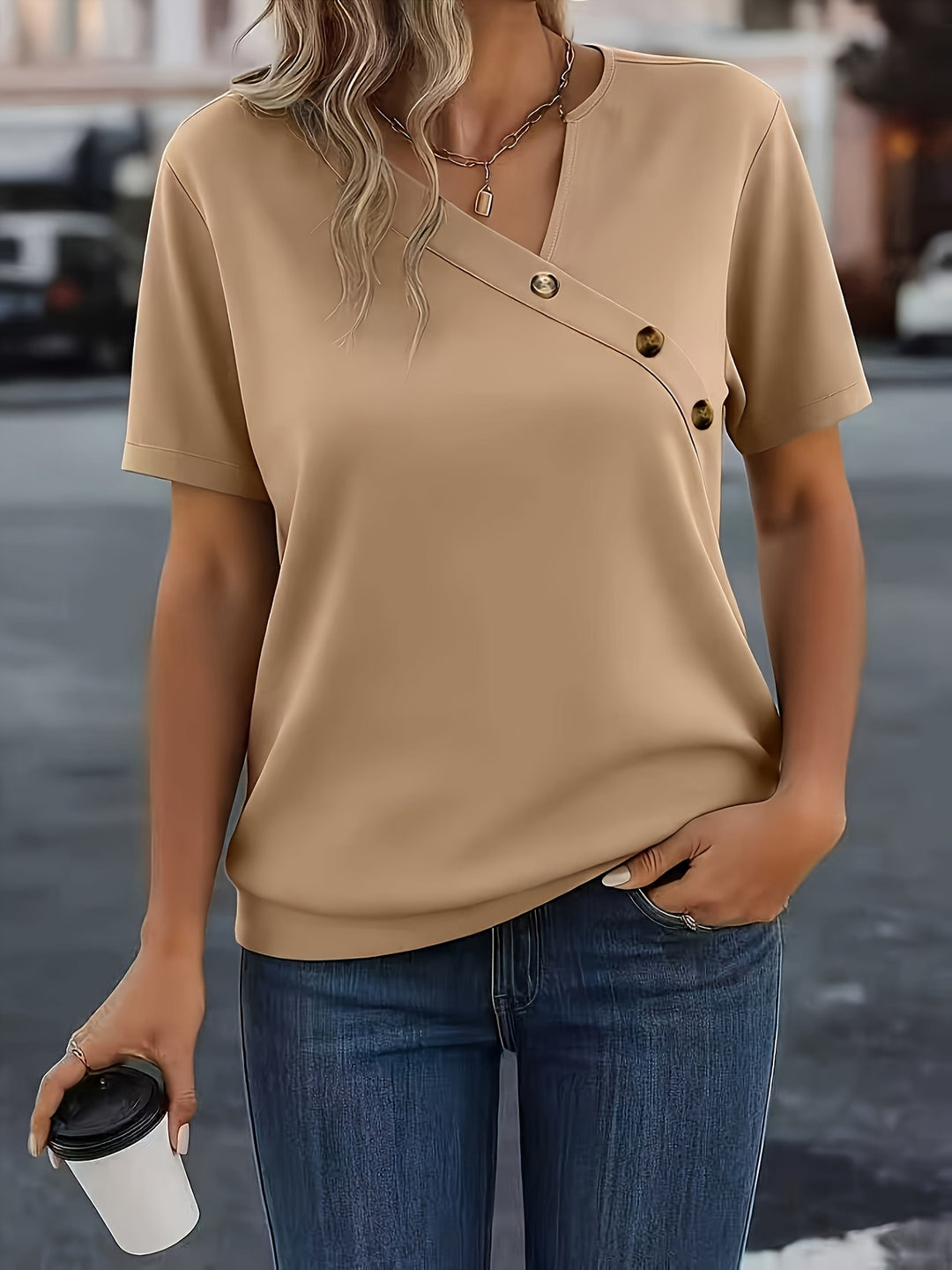 Camille | V-Neck Button Blouse