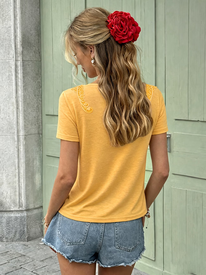 Lucille | Lace Trim Short Sleeve Tee