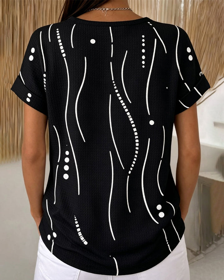 Evelyn | Printed Button Detail Tee