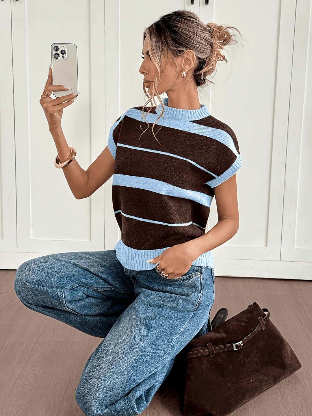 Matilda | Striped Sleeveless Knit Vest