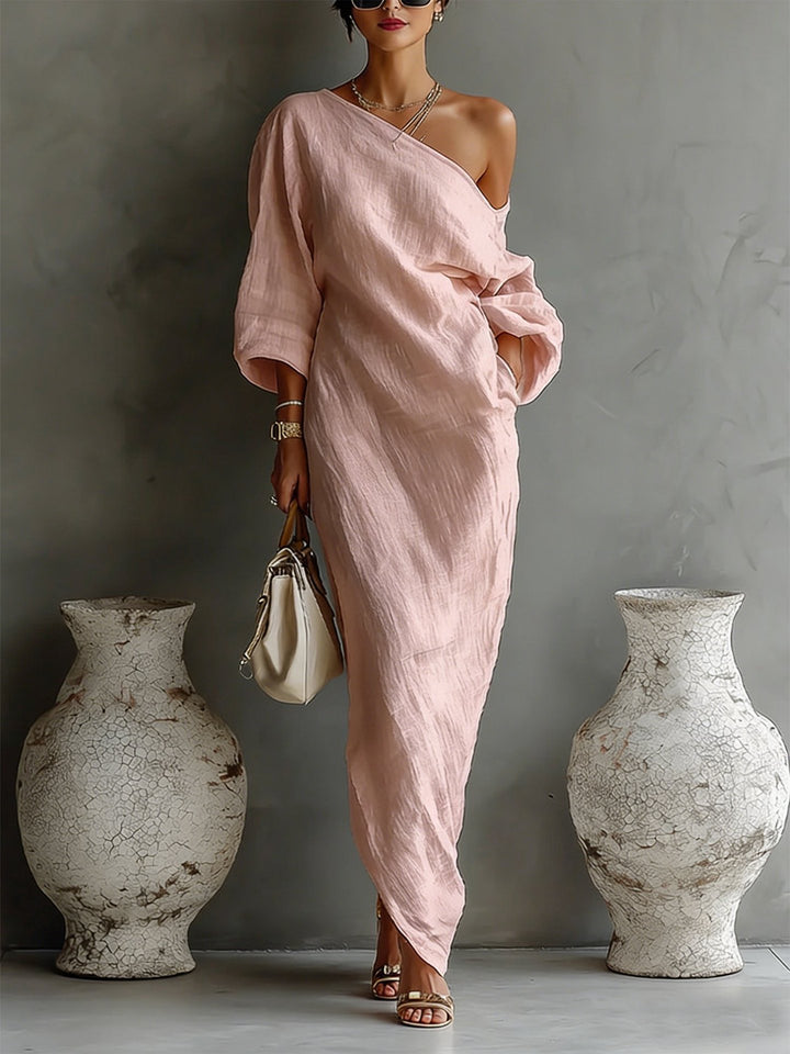 Danella | Abstract One-Shoulder Maxi Dress