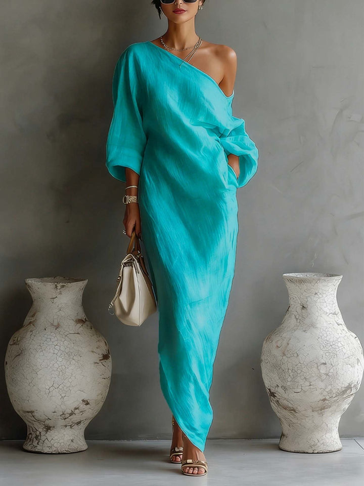 Danella | Abstract One-Shoulder Maxi Dress