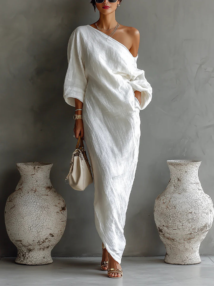 Danella | Abstract One-Shoulder Maxi Dress